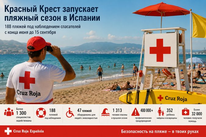 Красный Крест выводит на пляжи Испании более 1300 спасателей на летний сезон